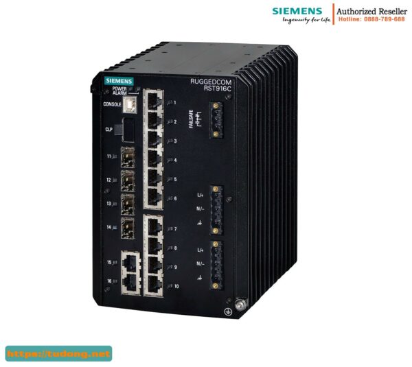 Thiết Bị Chuyển Mạch Công Nghiệp 16 Cổng 10G RUGGEDCOM RST916C (6GK6491-6CD00-1AN0) - Quản Lý Hoàn Toàn, Chịu Nhiệt Độ Khắc Nghiệt, Hỗ Trợ IEEE 1588