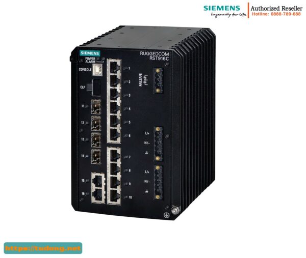 Switch Công Nghiệp 16 Cổng 10G RUGGEDCOM RST916C - Quản Lý Hoàn Toàn, Hỗ Trợ IEEE 1588, Chịu Nhiệt -40°C đến 85°C | 6GK6491-6CD00-1CN0