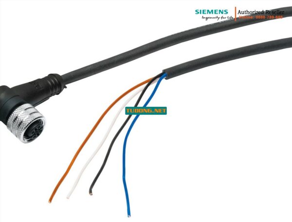 Cáp 6GF3440-8BC4 10m cho Đèn MV400, VS100 - Đầu góc M12 - Tương thích đa dòng đèn