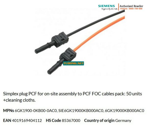 Bộ Connector Simplex 6GK1900-0KB00-0AC0 - Cáp quang PCF 50 đơn vị + khăn vệ sinh