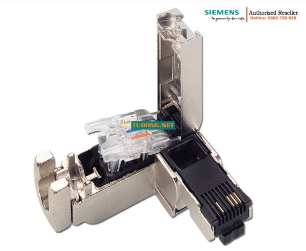 Đầu nối RJ45 công nghiệp góc 90 độ, vỏ kim loại, FastConnect - 6GK1901-1BB20-2AB0 (1 gói 10 cái)