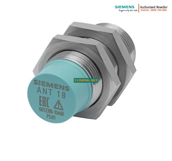 Anten SIMATIC RF300/RF200 ANT18 Inox 6GT2398-1DA00 | Chịu nhiệt -25°C đến 70°C | IP65 | Ren M18x1 | Dài 40mm
