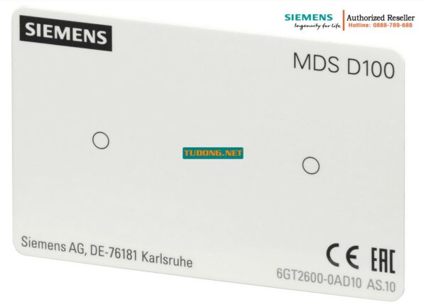 Thẻ RFID Siemens 6GT2600-0AD10 - Transponder MDS D100 cho RF200/RF300, ISO 15693, ICODE SLI, bộ nhớ 112 byte, chịu nhiệt +80°C