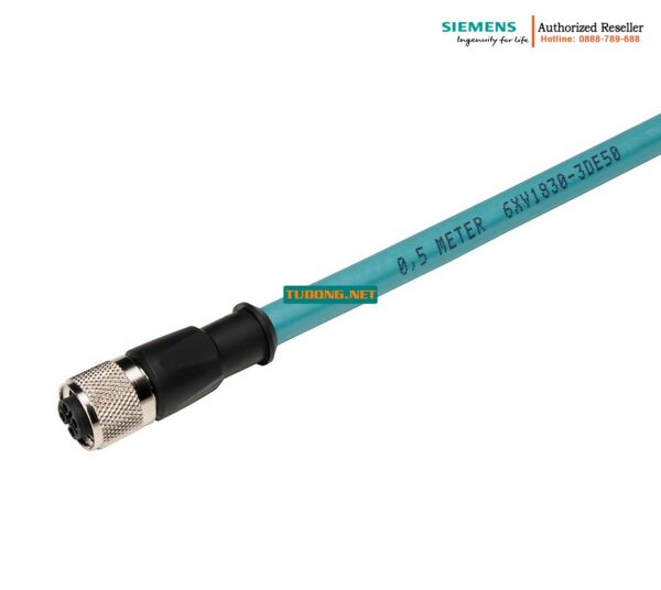 Cáp PROFIBUS M12 6XV1830-3DE50 - Đầu nối B-coded 5 chân, dài 0.5m - Chính hãng Siemens