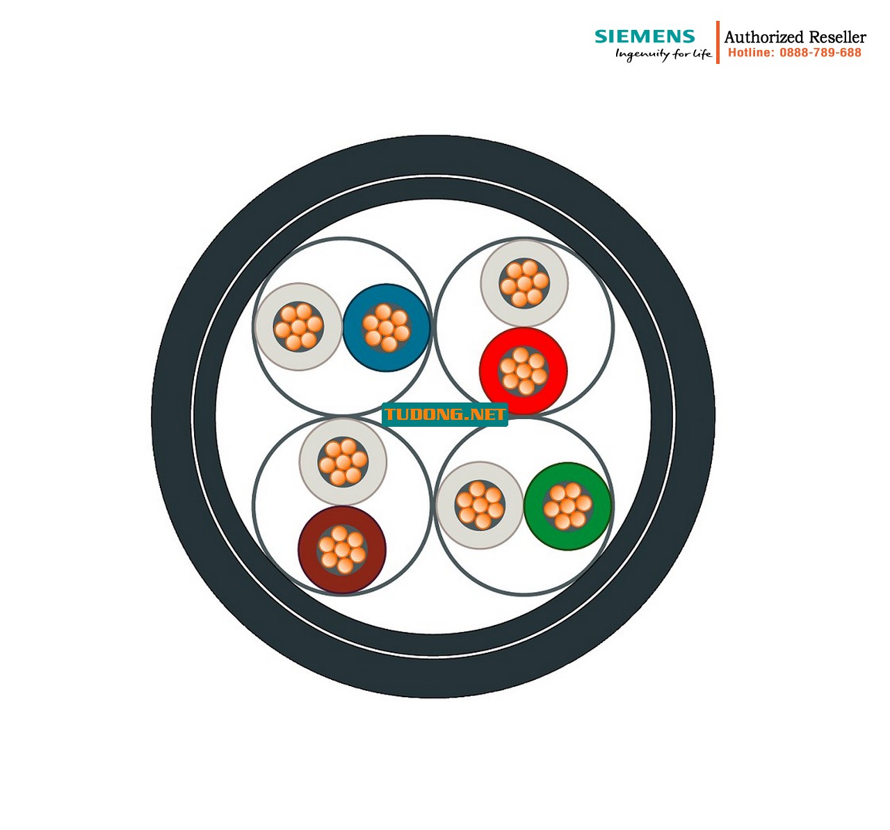 Cáp Lắp Đặt Đường Sắt CAT7 6XV1878-2T - Chống Nhiễu, Bán Theo Mét, Ứng Dụng FC M12 1 6XV1878-2T