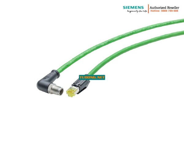 Dây Mạng Công Nghiệp Chống Nhiễu 6XV1878-5TH10 - Cáp M12 X-code/RJ45 180° - 1m, Lắp Đặt Linh Hoạt